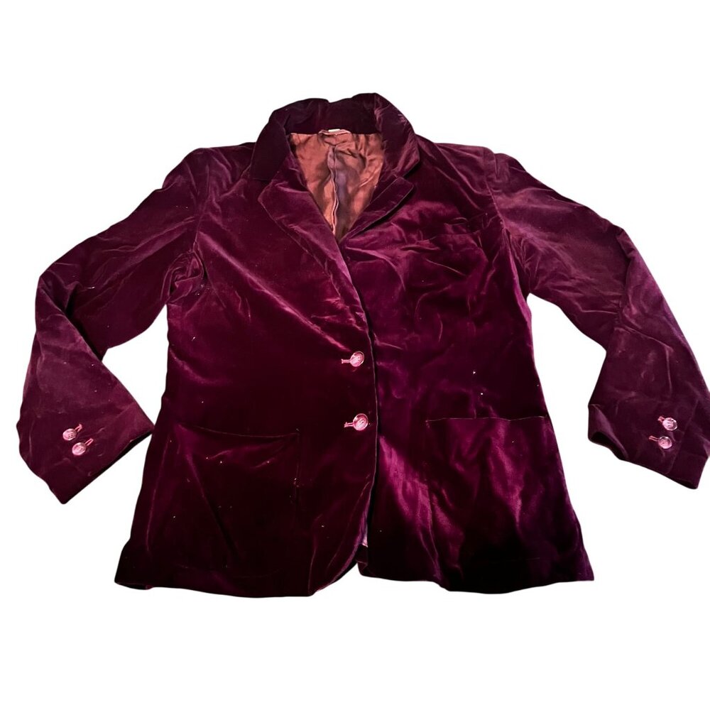 Vintage The Fashion Place womens Burgundy Velvet Blazer Jacket Size‎ 12
